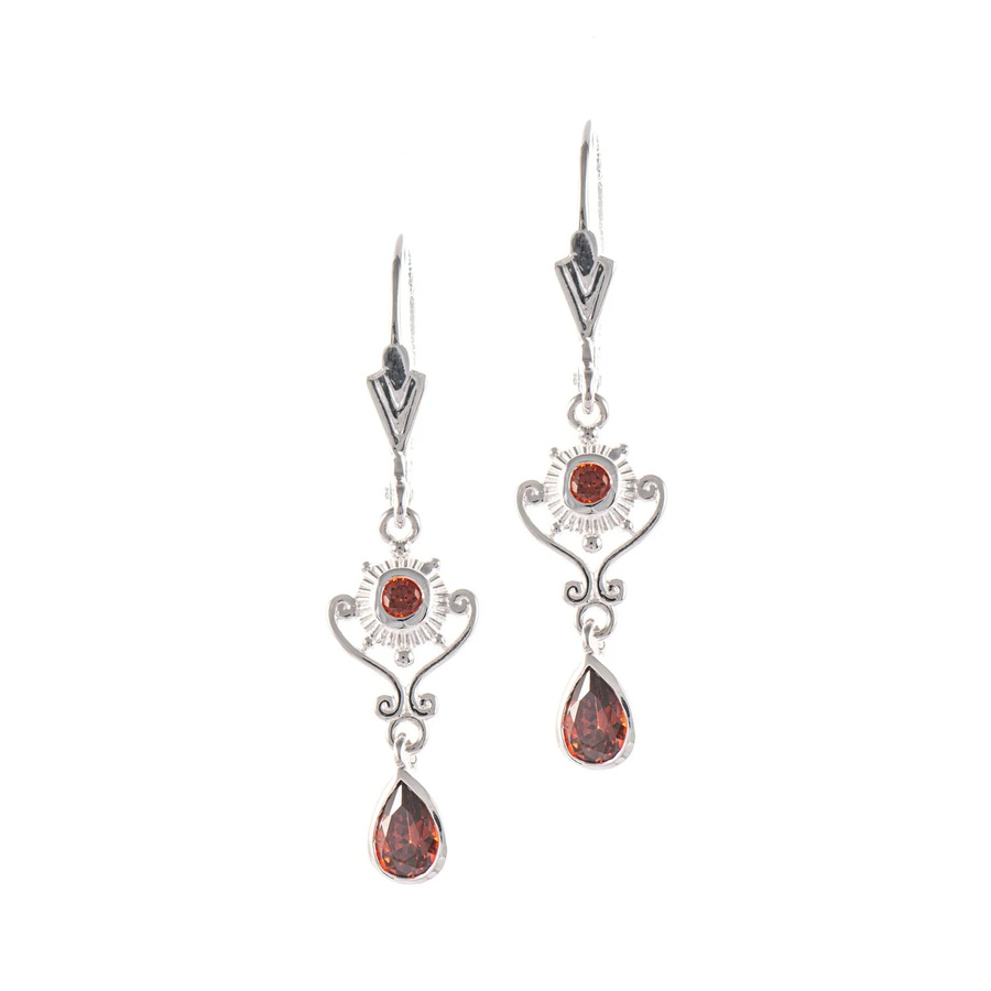 Ohrringe 925 Silber, Zirkonia, rot - Bild 1