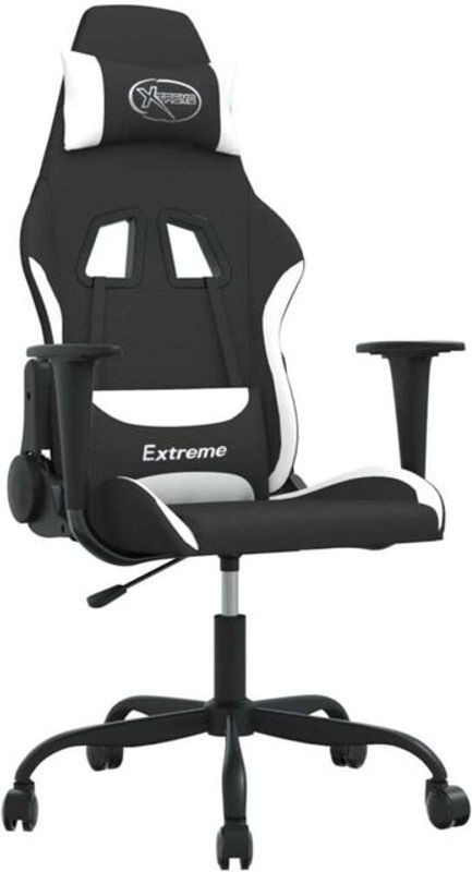 vidaxl Gamingstuhl mit Massagefunktion aus Stoff in Schwarz/Weiß - Bild 1