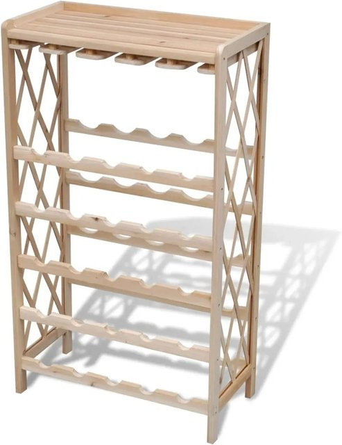 vidaXL Weinregal aus Massivholz Tanne in Beige und Braun für 25 Flaschen - Bild 1