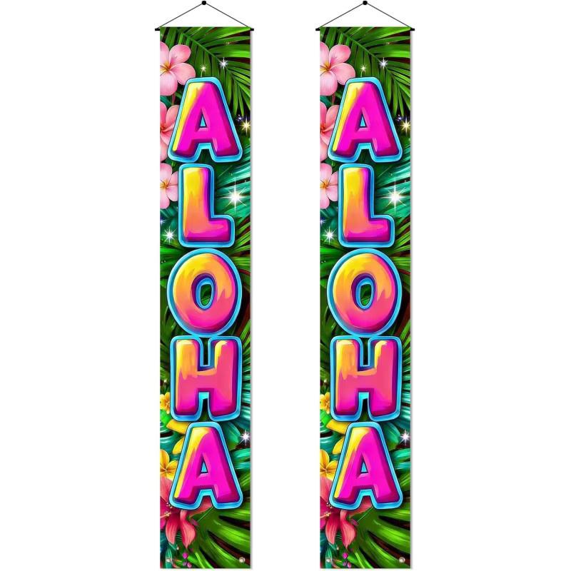VIKAMA Sommer-Torbanner mit Blumenmuster als hängende Außendekoration für Veranda und Strandparty, Mehrfarbig, B: 30 cm, H: 180 cm - Bild 6