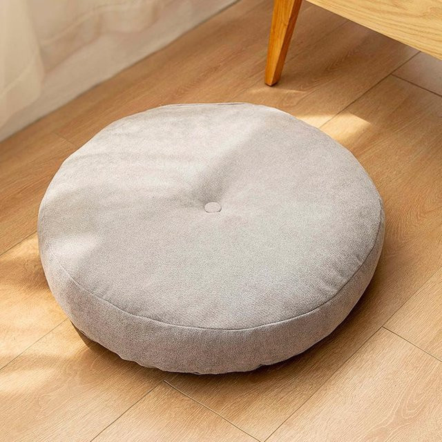 Rundes Bodenkissen in Weiß für Meditation und Yoga, Durchmesser: 42 cm - Bild 1