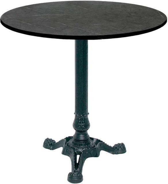 RestooTab Bistrotisch rund in Stein- und Holzoptik, schwarz/dunkelgrau, B/T/H: 70 x 70 x 75 cm - Bild 1