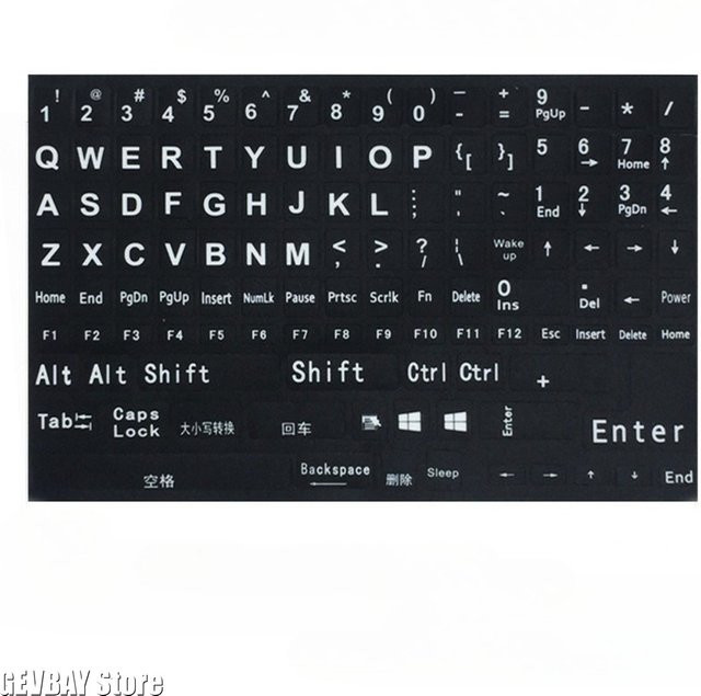 GEVBAY Tastatur Aufkleber mit 120 Tasten in Schwarz, matt und wasserfest - Bild 1
