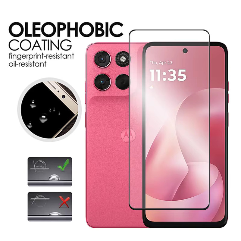 6in1 Displayschutzfolie aus gehärtetem Glas für Motorola Moto G57, G57 Power, G67, G77 und G17 Power, transparente Vollabdeckung - Bild 3