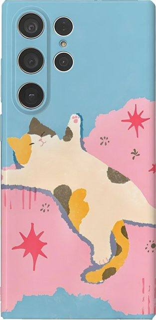 Handyhülle Lazy Calico Cat für Samsung Galaxy S25 S24 S23 Ultra Plus A35 A15 in Multicolor mit glänzender HD-Hartschale - Bild 1