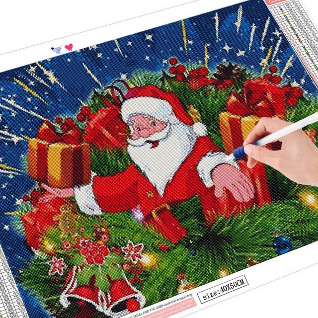 FIYO 5D Diamantmalerei Weihnachtsmann Cartoon Handarbeit Diamantstickerei, B/H: 20 x 30 cm, Mehrfarbig - Bild 1