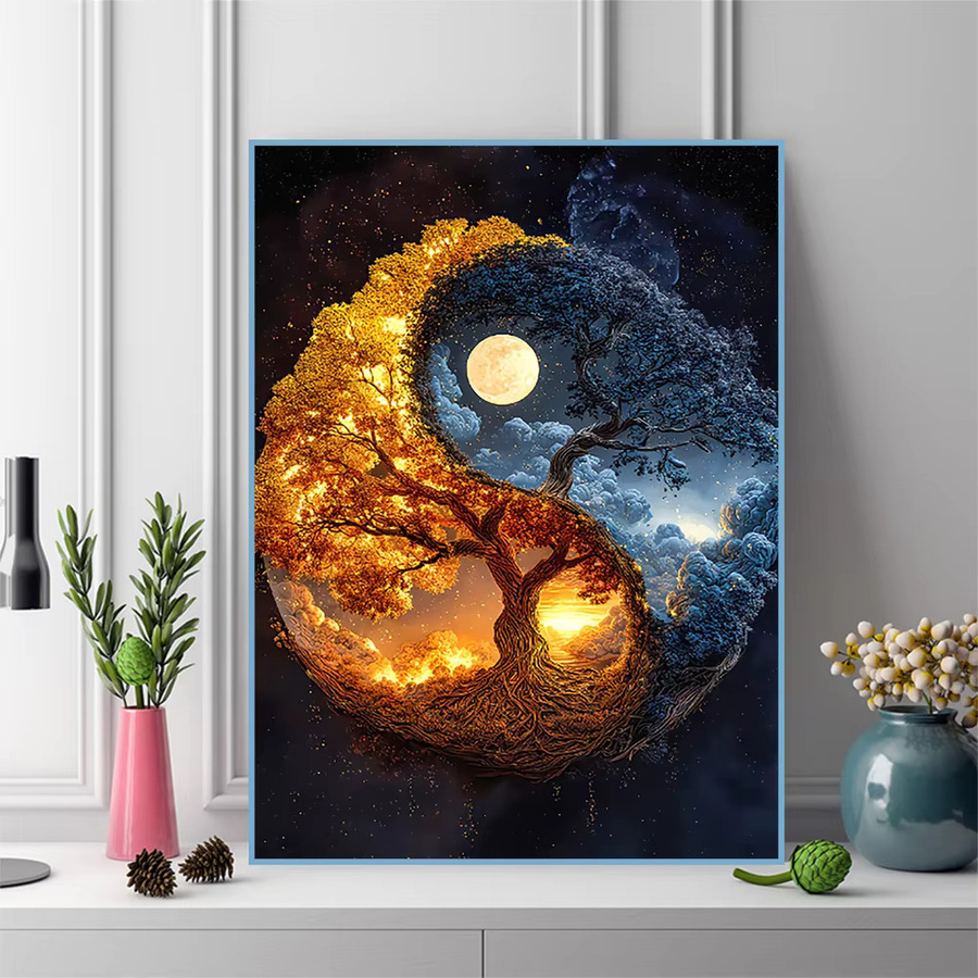 Momoart DIY Diamantmosaik Set Mond Landschaft mit Baum und Tier in Multicolour B/H: 30 x 20 cm - Bild 3