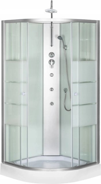 Kerra Hydromassagekabine Strada Eckdusche mit Regendusche und Handbrause, Weiß/Silber, B/T: 89 x 89 cm, H: 230 cm - Bild 1