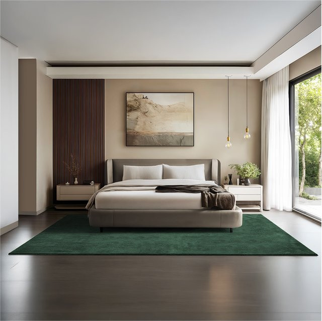 tectake Kurzflorteppich Soft Zone Grün, allergikerfreundlich und rutschfest, B/T/H: 200 x 290 x 1,50 cm - Bild 1