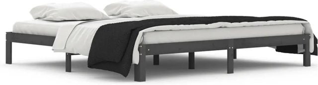 vidaXL Massivholzbett aus Kiefer in Grau, B/T/H: 200 x 203,5 x 30 cm - Bild 1