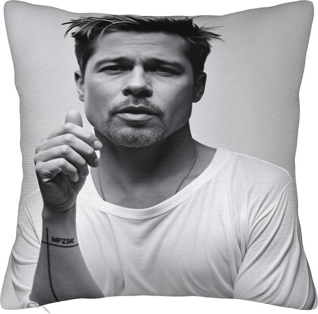 B-Brad Pitt Foto Collage Kissenbezug aus Polyester in Grau, B/T/H: 30,48 x 30,48 x 1 cm - Bild 1