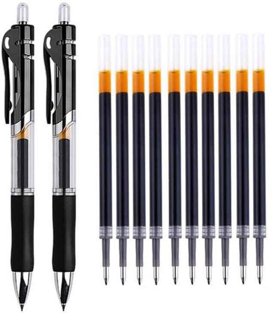 Milost 12-teiliges Gelschreiber-Set mit austauschbaren Nachfüllungen in Schwarz, Rot und Blau, 0,5 mm Stiftstärke - Bild 1