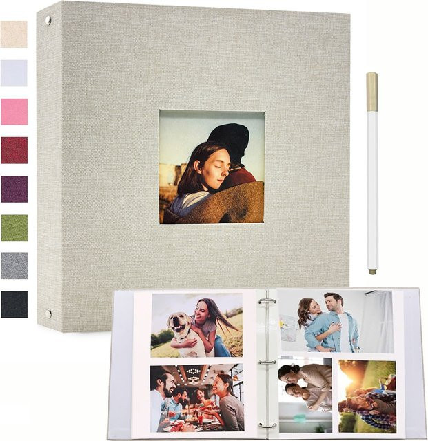 Leinen-Scrapbook-Album mit 3 Ringen in Schwarz für Fotos in den Größen 8 x 10, 5 x 7 und 4 x 6 Zoll zum DIY-Gestalten - Bild 1