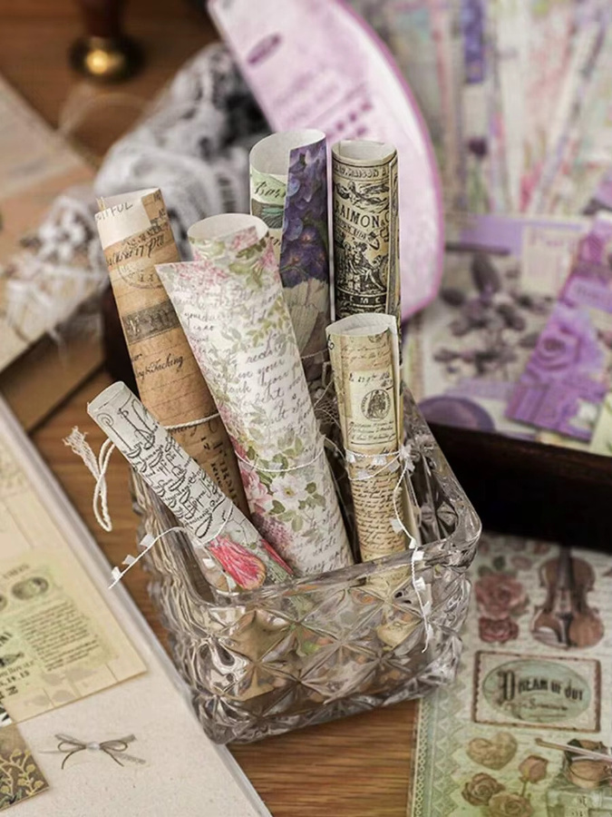 Past Stories Scrapbooking Materialpapier Set mit ästhetischen Pflanzen-Motiven und Vintage-Design, 100 Stück, Mehrfarbig - Bild 2