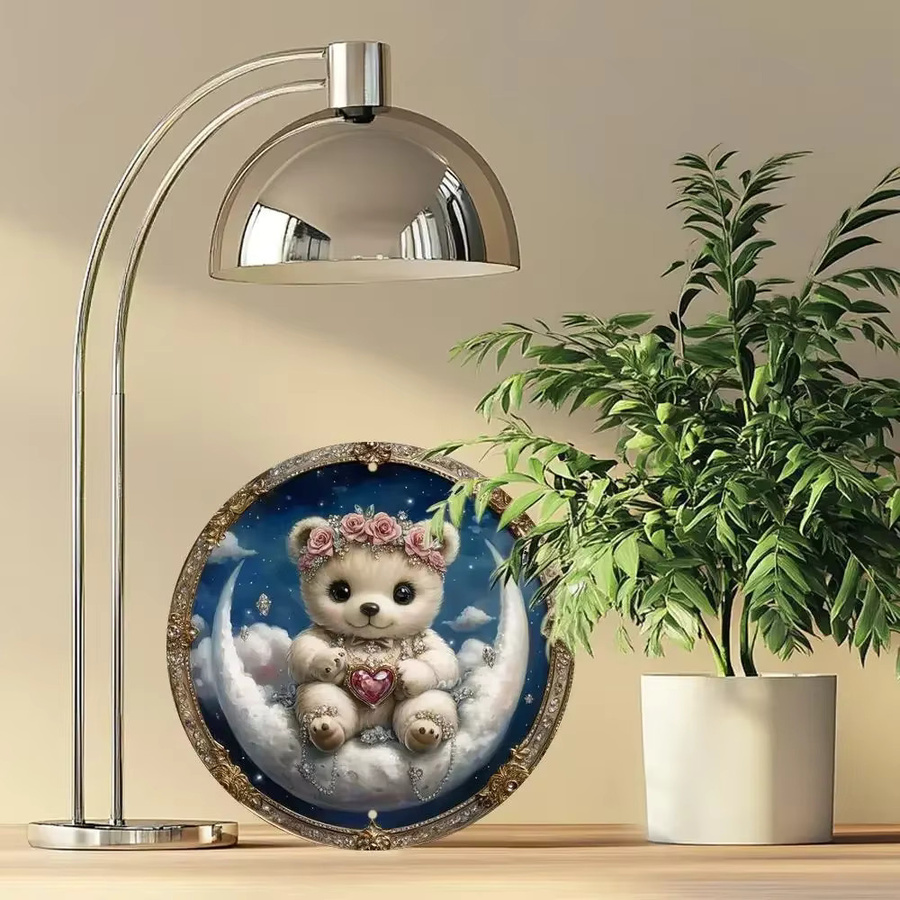 CIFBUY Moon Bear Vintage Aluminium-Wandkunst, personalisiertes Metallschild im Retro-Design, quadratisch, B/H: 20,32 x 20,32 cm, mehrfarbig - Bild 4