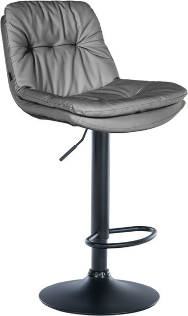 DELUKE Barhocker MITUN, höhenverstellbarer Barstuhl aus Kunstleder in Grau und Schwarz, drehbar mit Lehne, B/T/H: 46 x 54 x 92 cm - Bild 1