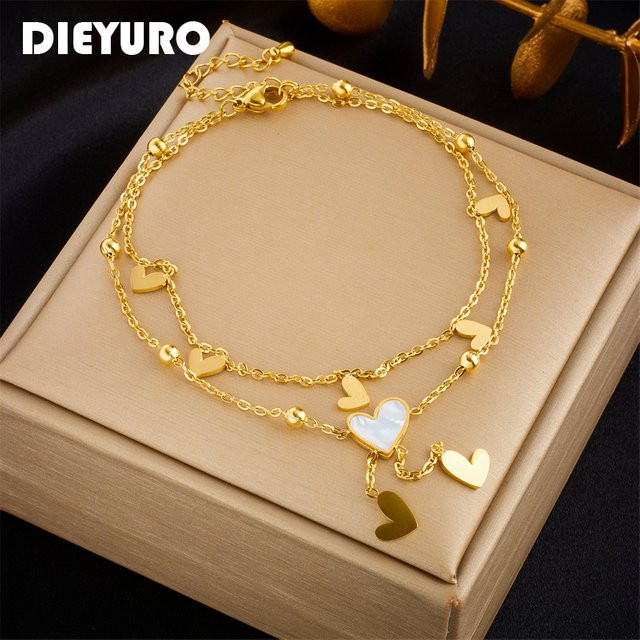 DIEYURO Fußkettchen Edelstahl, Gold, Damen - Bild 1