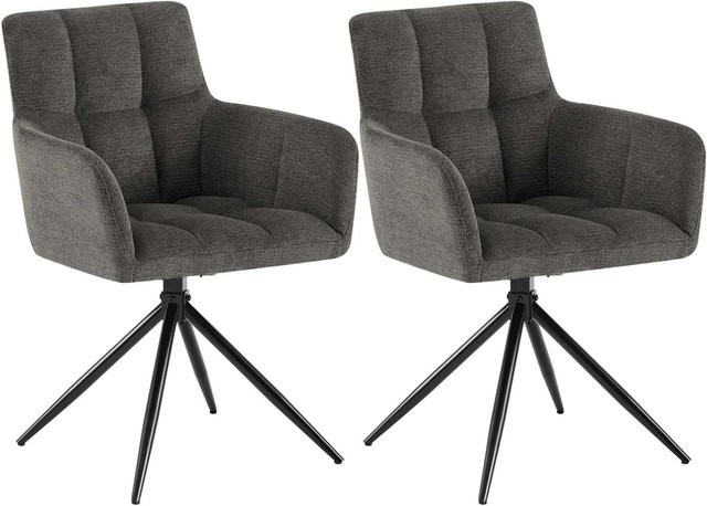 2er Set Esszimmerstühle DELUKE DEBAS in Dunkelgrau mit Stoffbezug, B/T/H: 59 x 59 x 87 cm - Bild 1