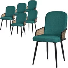 6er Set Esszimmerstühle ML-Design in Petrol mit Armlehnen und Rückenlehne, moderne Polsterstühle für Esszimmer und Küche - Bild 1