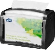 Tork Serviettenspender Xpressnap Fit 272611 Schwarz aus Kunststoff mit Einzelblattausgabe und Füllstandanzeige, B: 201 mm, T: 150 mm, H: 155 mm - Bild 1