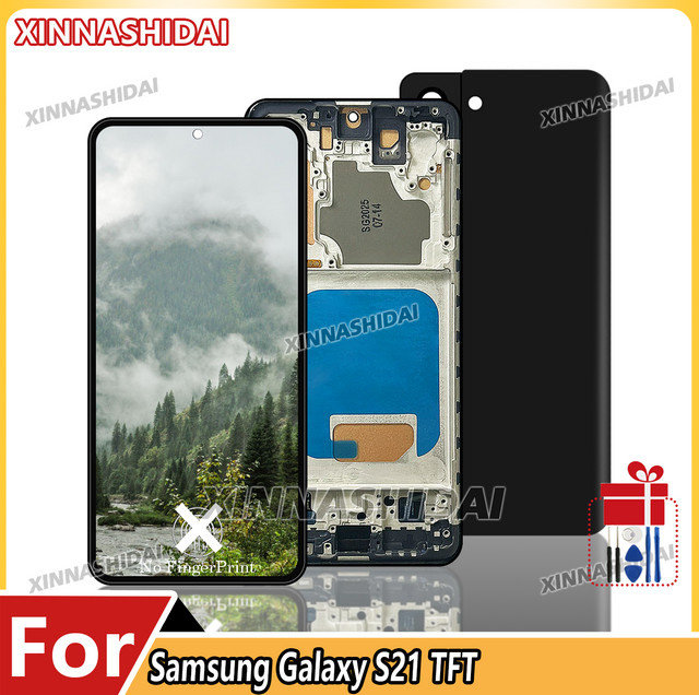TFT LCD Display Touchscreen Digitizer Ersatzteil mit Rahmen für Samsung Galaxy S21 G990F G991F G991U G991B/DS in Schwarz oder Silber - Bild 1