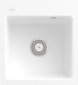 Villeroy & Boch Subway 45 XS Flat bündige Keramikspüle mit Ablauftop und Handbetätigung in Snow White - Bild 1