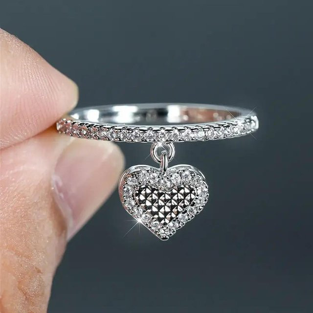 YIRAN Jewelry Fingerring Herz, 925 Silber, Zirkonia, Damen - Bild 1