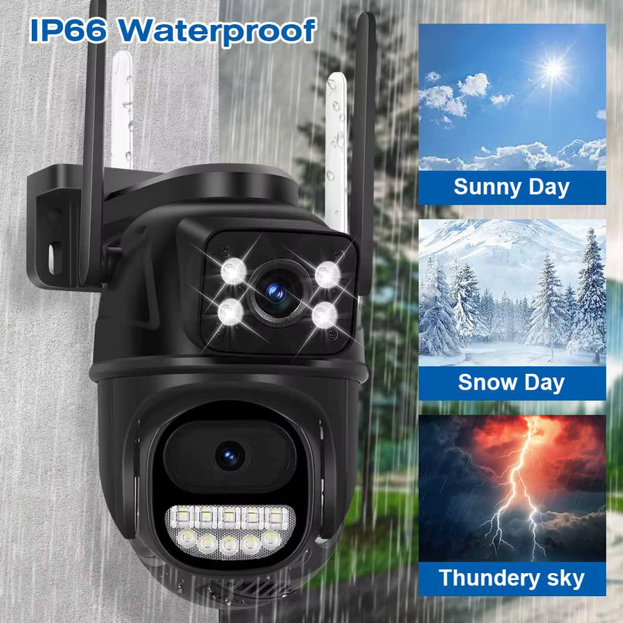 DDBROUGEN 8MP 4K Outdoor Überwachungskamera mit Dual-Objektiv, Wifi und AI Auto Tracking, Wasserdicht, Schwarz - Bild 2