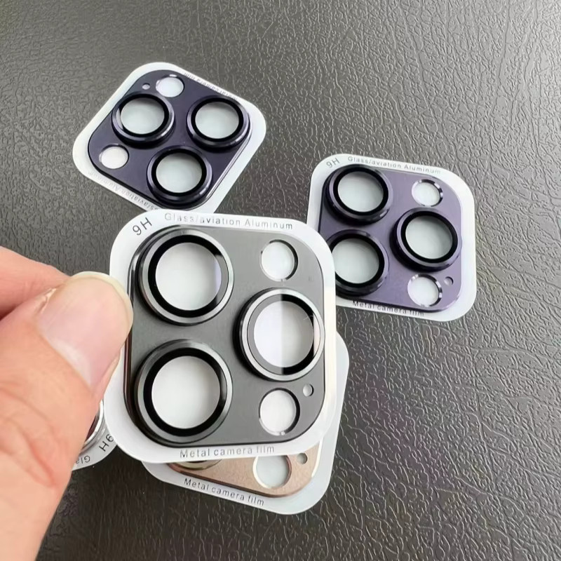 Vollmetall Kameraschutz für Apple iPhone 16 15 13 Pro Max Plus in Purple mit Objektivschutzglas und Full Cover Abdeckung - Bild 4