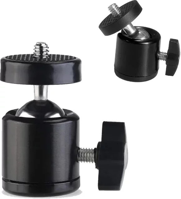 EXSKOF Mini-Kugelkopf-Adapter aus Aluminiumlegierung mit 1/4-Zoll-Schraube, 360 Grad drehbar, Farbe: Schwarz - Bild 1