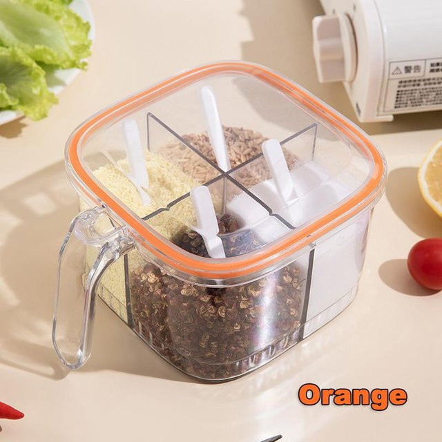 Yiran Furniture Gewürzglas aus Glas mit integrierter Gewürzbox und Löffel in Orange - Bild 1