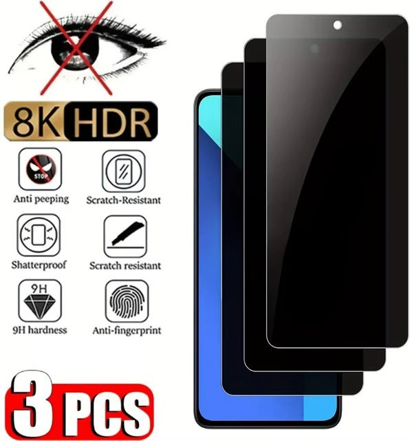 Xiaomi Anti-Spionage Panzerglas Sichtschutz-Displayschutzfolie für Redmi Note 15 Pro 5G 14 13 12 11 10 11S 10S 15C 14C 13C 12C 10C A3 in Transparent - Bild 1