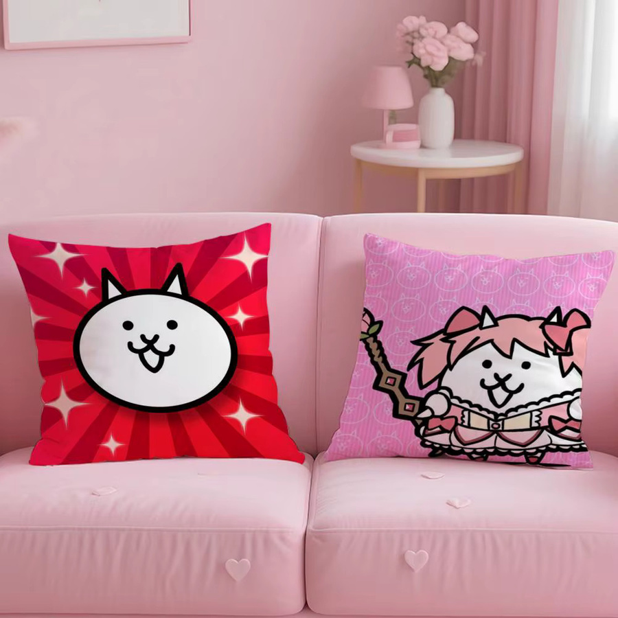 B-Battle Cats Anime-Kissenbezug aus weichem Plüschstoff, doppelseitig bedruckt, Multicolor/White2 - Bild 3