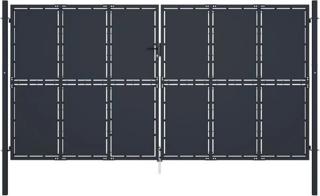 vidaXL Gartentor Swing Doppelstor aus Stahl in Anthrazit, Breite: 400 cm, Höhe: 175 cm - Bild 1