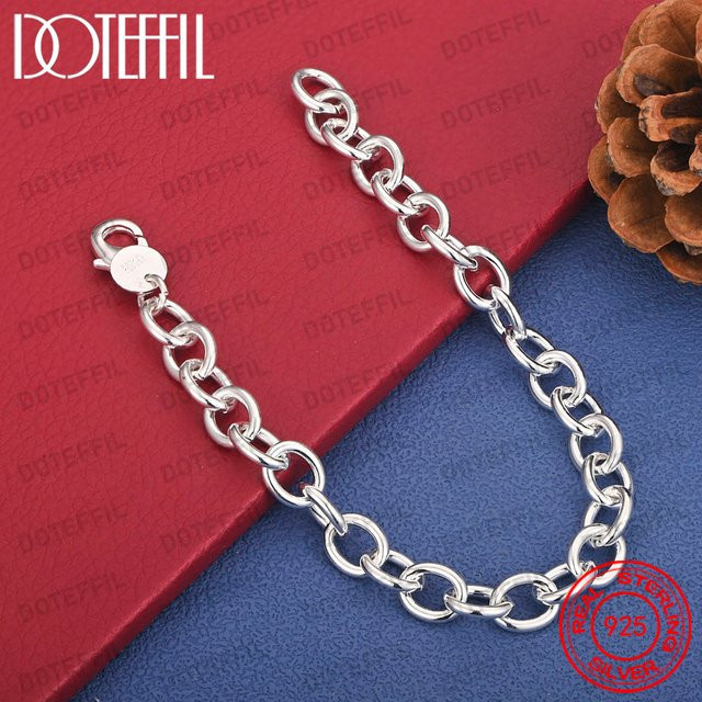 DOTEFFIL O-Ketten-Armband, 925 Silber, Unisex, 8 Zoll - Bild 1