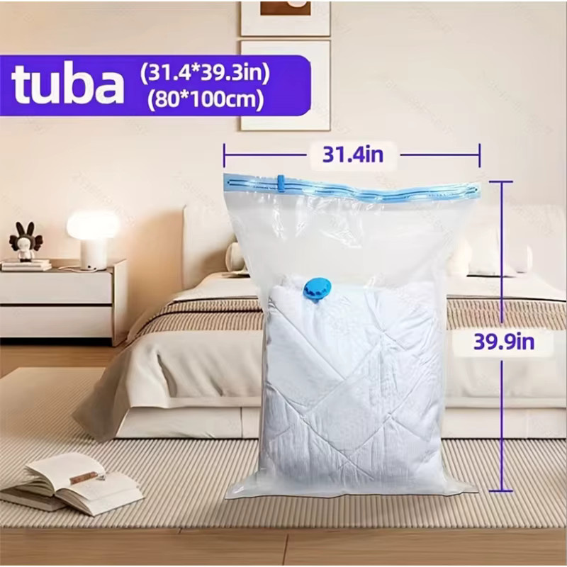 AGASHE Vakuum-Aufbewahrungsbeutel extra groß, transparent, B: 79,76 cm, H: 101,35 cm, platzsparende Aufbewahrung für Kleidung und Bettwäsche - Bild 4