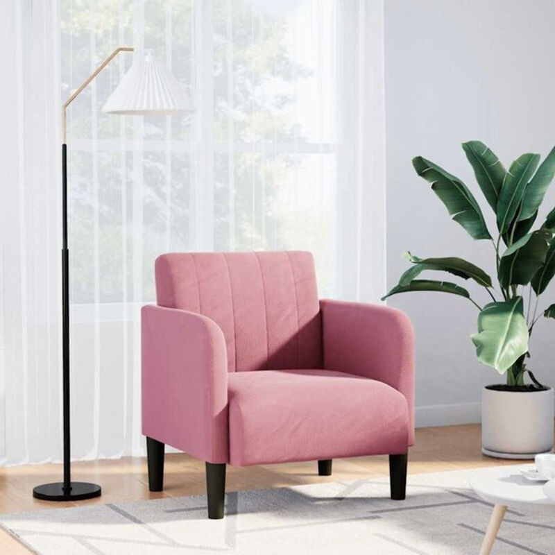 vidaxl Schlafsessel mit Armlehnen aus Samt in Rosa, modern und klassisch - Bild 1