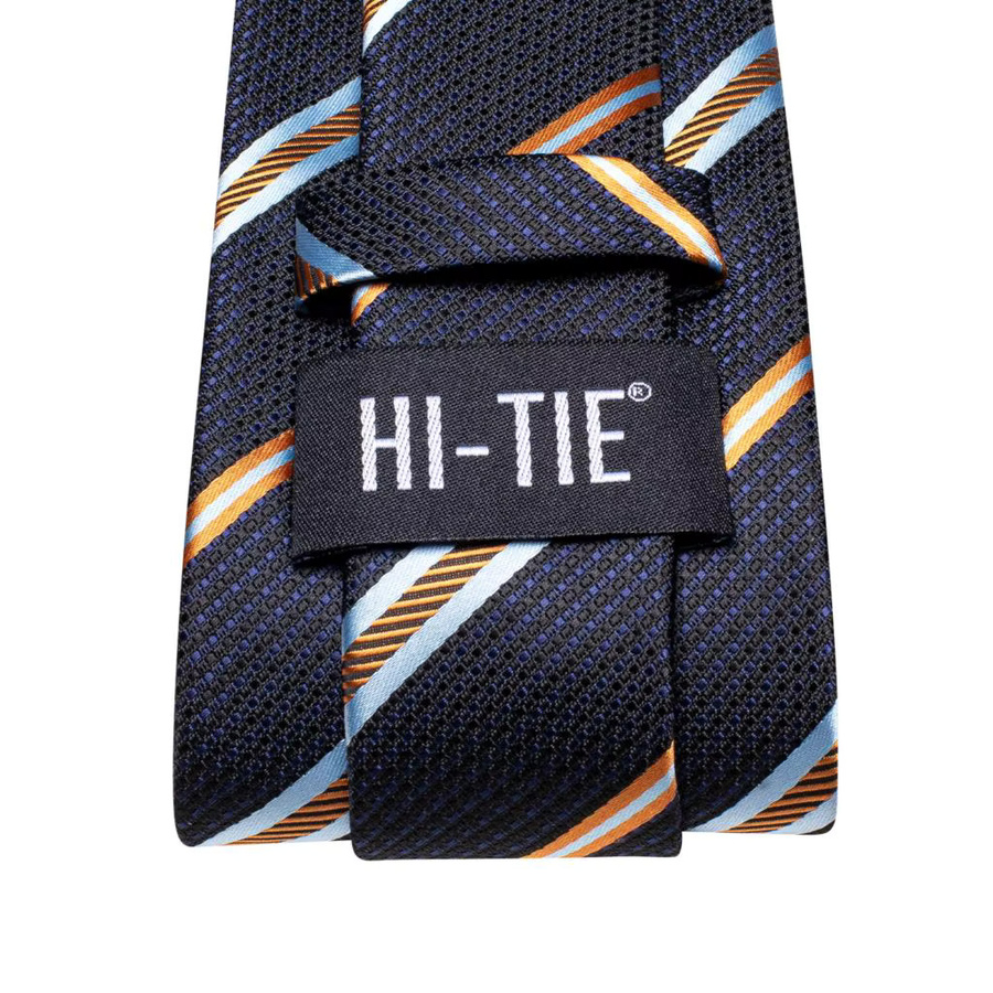 Hi-Tie Krawatte, Einstecktuch, Manschettenknöpfe, marineblau, Herren - Bild 5