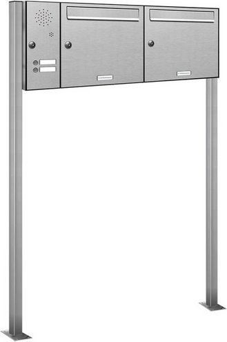 Freistehendes Briefkastensystem von AL BRIEFKASTENSYSTEME für 2 Parteien in Silber, B/H/T: 99,4 x 150 x 11,6 cm - Bild 1