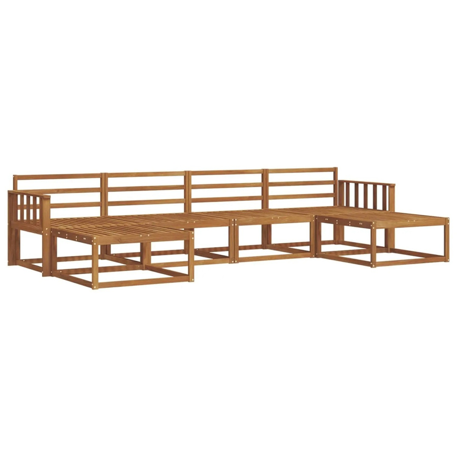 vidaXL Outdoor-Sofagarnitur aus Massivholz Akazie in Braun, 6-teiliges L-Shape Set mit Armlehnen und Hockern - Bild 2