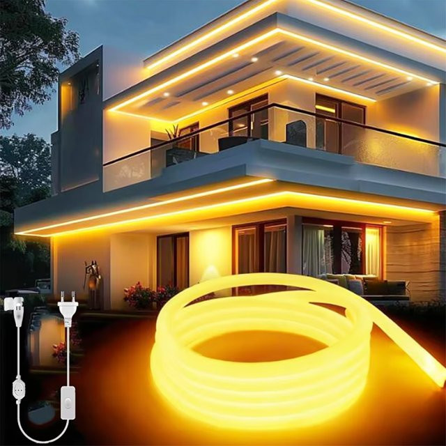 Rybakov COB LED Streifen Licht Wasserdicht für Garten und Outdoor mit EU Netzteil und Schalter in Warmweiß, Neutralweiß oder Weiß - Bild 1