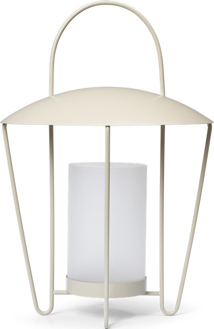 Ferm Living Abri Laterne aus Glas und Metall in Beige und Transparent für Garten, Balkon und Terrasse - Bild 1