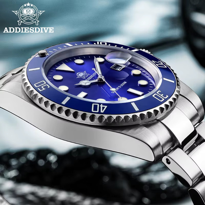 ADDIESDIVE Armbanduhr, Quarz, Edelstahl, Keramik, Schwarz, Herren - Bild 3