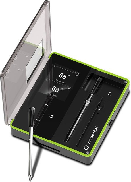 Outdoorchef Easy Check Dual Wireless Bluetooth Grillthermometer in Schwarz und Silber mit 2 Fühlern - Bild 1