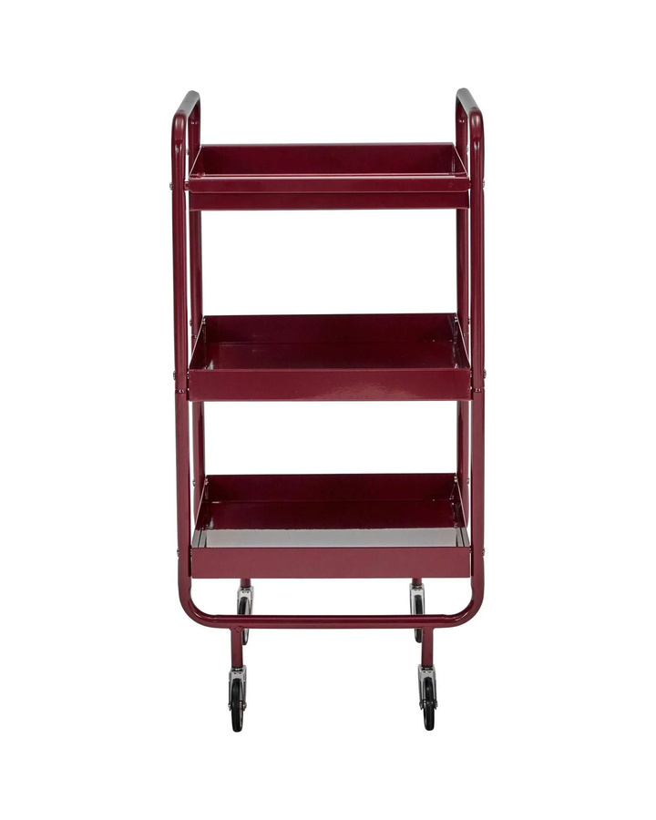 House Doctor Servierwagen Trolly aus Stahl in Bordeaux Rot, Höhe: 85 cm - Bild 1