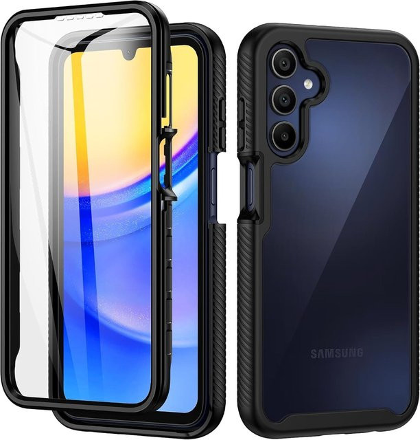 Rugged Armor Clear Case für Samsung Galaxy A16 A26 A36 A56 A15 A25 A35 A55 A05S A04S A14 A34 A54 mit integrierter Displayschutzfolie in Transparent und Blau - Bild 1