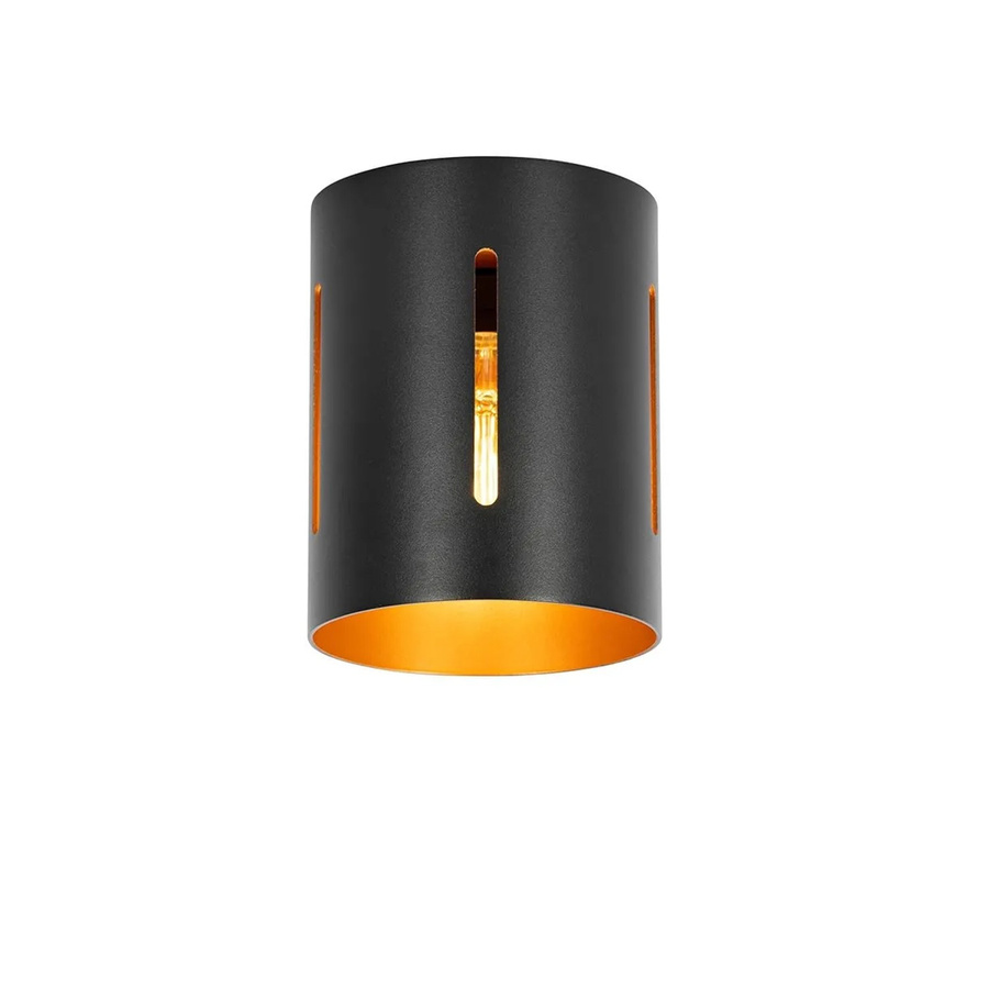 QAZQA Design Deckenlampe Yana aus Aluminium in Schwarz mit goldenem Interieur, dimmbar, E27 - Bild 2