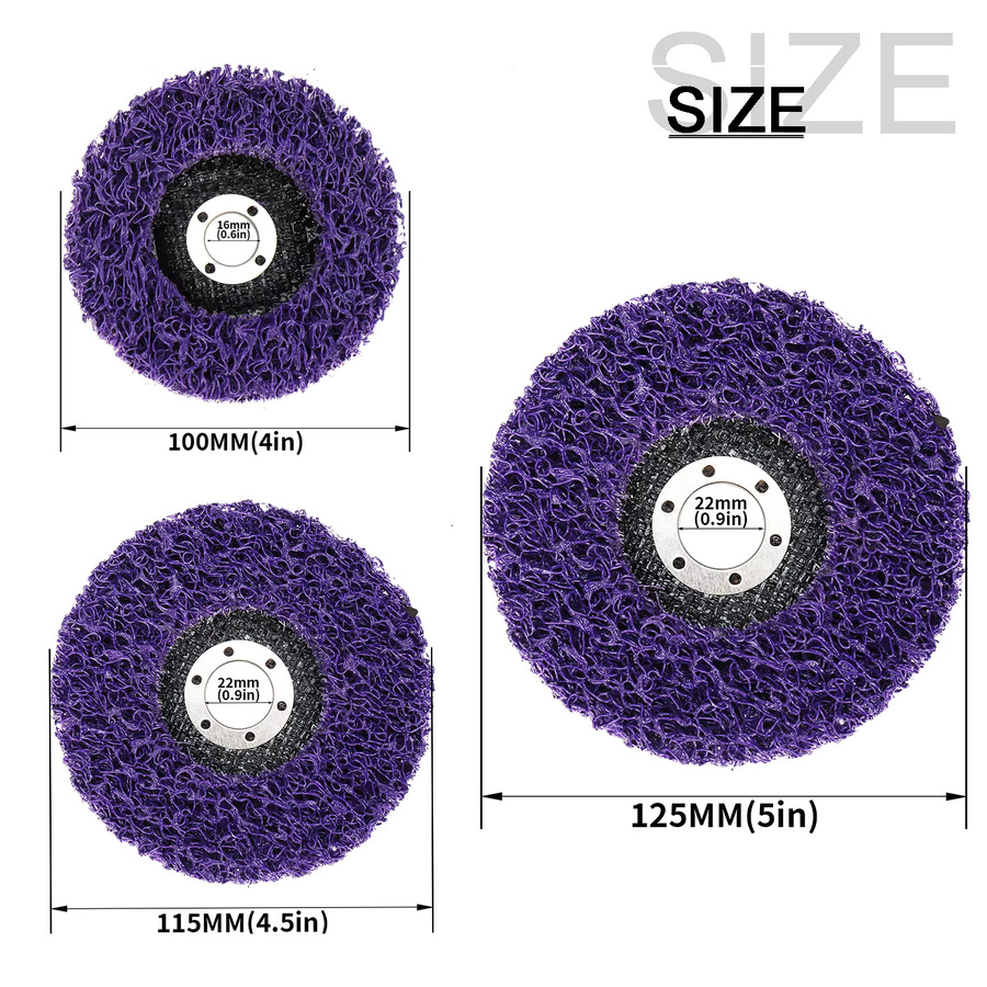 NuoDunco Poly-Strip Korallenschleifscheibe zum Entfernen von Farbe und Rost für Winkelschleifer, Farbe: Lila, Durchmesser: 100 mm, 115 mm oder 125 mm - Bild 2