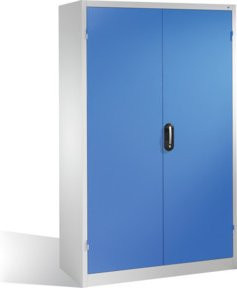 C+P Schwerlast-Werkzeugschrank mit Drehtüren und 4 Regalböden, Front Lichtblau, Korpus Lichtgrau, H: 195 cm, B: 120 cm, T: 50 cm - Bild 1