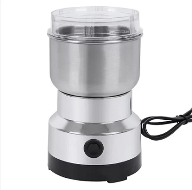 NOCCLILI Elektrische Mini-Mühle aus Edelstahl in Silber mit 4 Klingen für Kaffee, Gewürze und Babynahrung, 300 ml - Bild 1